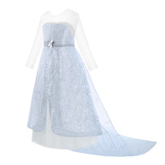 Elsa Cosplay Costume Dress Kids Carnival White Costume Children Birthday Party Frocks