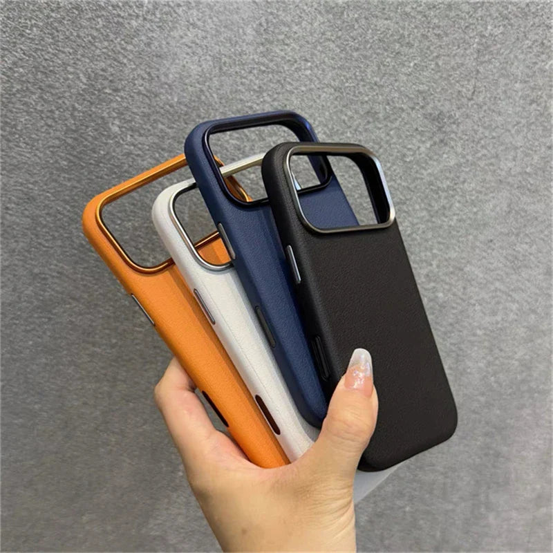 Magnetic Leather Case For iPhone 17 Pro Max 17 Ari MagSafe Silicone Border Protect Back Cover Shell With Ai Button Bumper