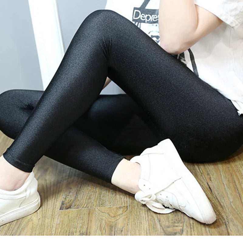 Women's Workout Leggings Casual Shiny Glossy Legging Female Fitness Leggins