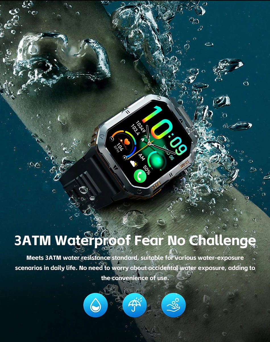 New 1000mAh Battery Outdoor Sports Smart Watch 2.01 inch HD Screen LED Flashlight Bluetooth Talking SmartWatches For Men Women