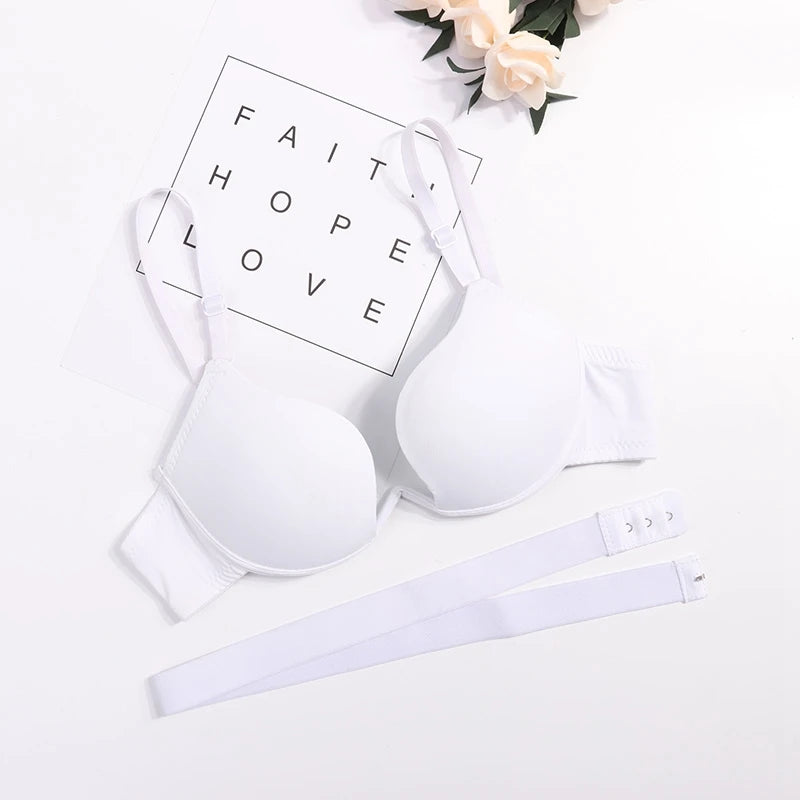 Women Low Cut Push Up Bra Backless Underwear Deep V Cross Back Bras