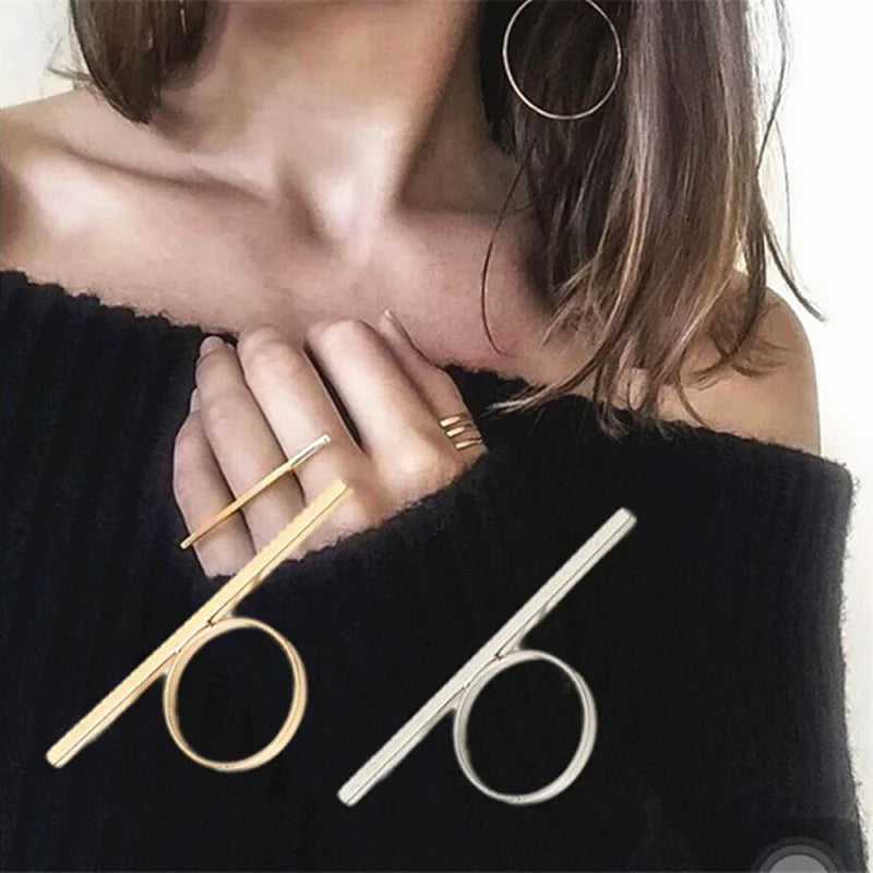 Long Bar Rings One Word Ring Punk Exaggerated Knuckle Joint Rings For Women Finger