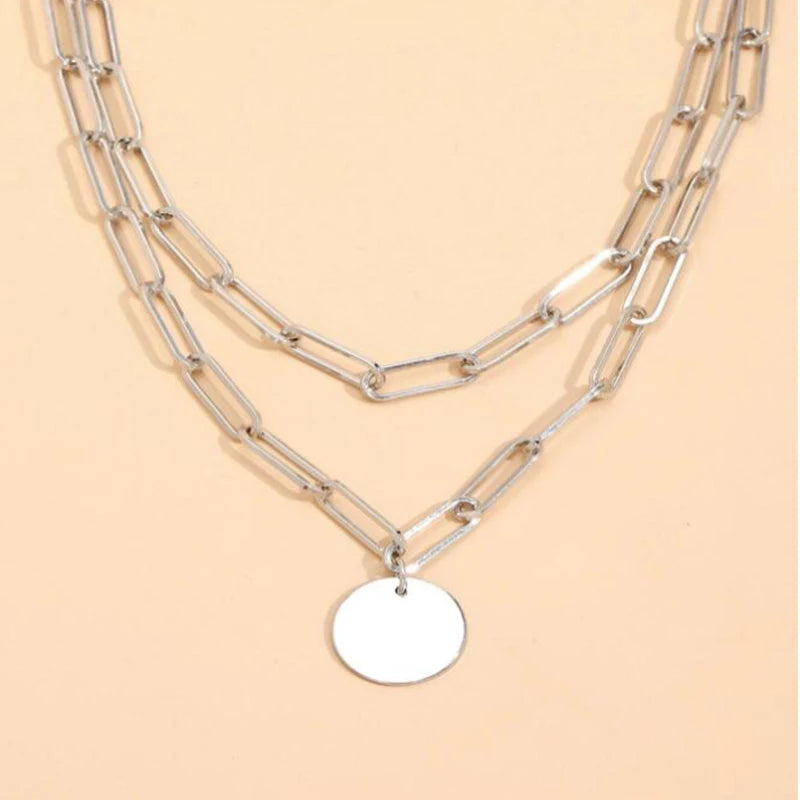 Vintage Round Charm Layered Necklace Women's Jewelry Layered Accessories