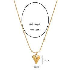 Ramos Temperament Heart Pendant Chain Necklace for Women Stainless Steel Stylish