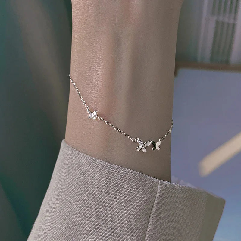 New Stainless Steel Zircon Necklaces for Women 18K Gold Plated Four Leaf Grass Collar Chain Necklace Luxury Jewelry Gift