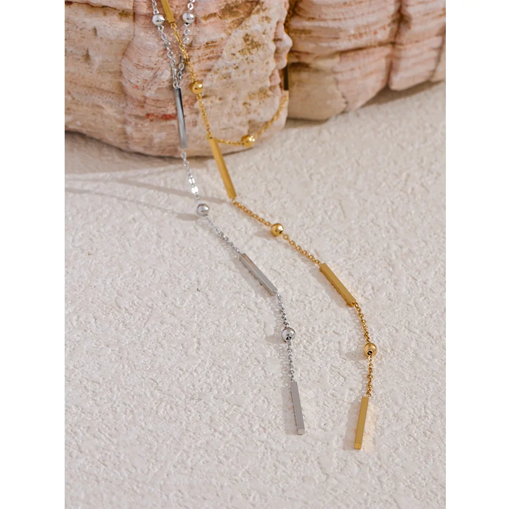 Yhpup Thin Chic 316L Stainless Steel Long Chain Exquisite Necklace for Women Waterproof Daily Jewelry Bijoux Gift