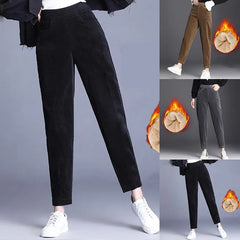 Plush Thick Casual Pants Women's Corduroy Warm Pants Autumn Winter Leggings