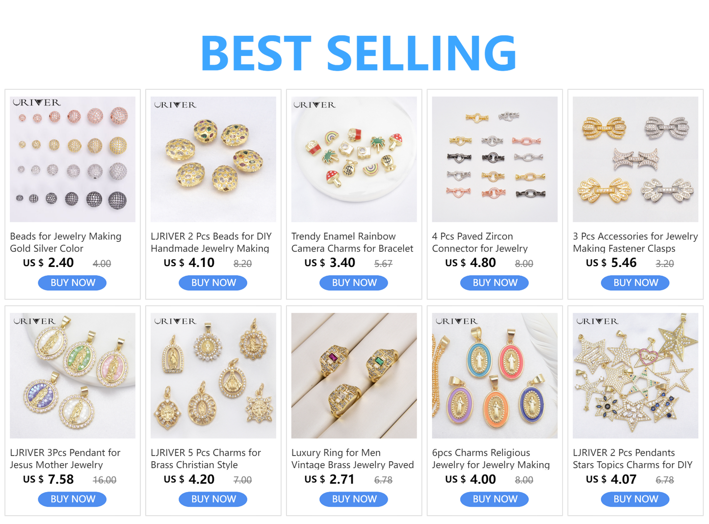 Beads for Jewelry Making Gold Silver Color Accessories Paved Zircon Spacer Bead String Beaded Diy Necklace Bracelet Chain Charms