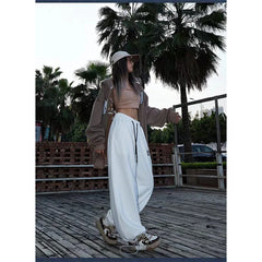 Y2K Oversized Sweatpants Women Harajuku White Wide Leg Pants High Waist