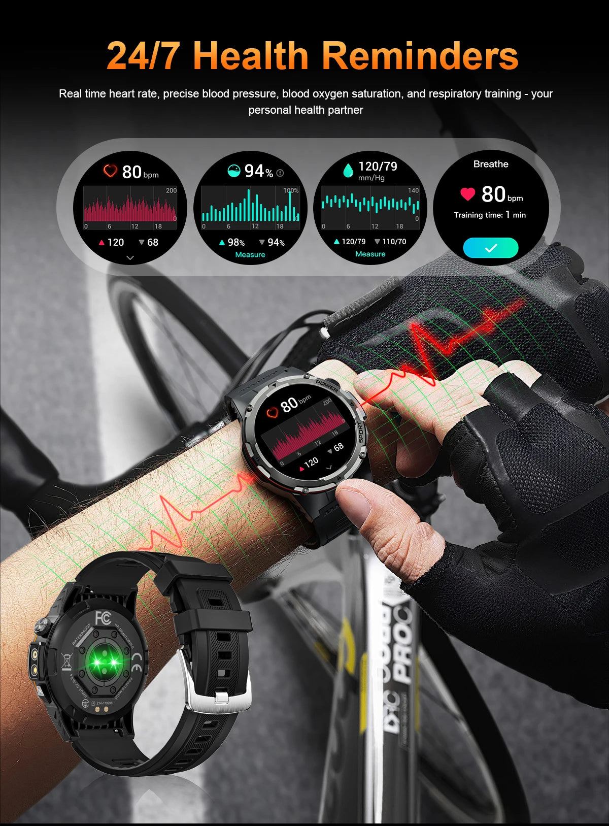 NEW Upgraded Outdoors GPS Sports Smart Watch Men HD AMOLED 3ATM IP69K Waterproof 500mAh Infrared NFC Bluetooth Call Smart Watch