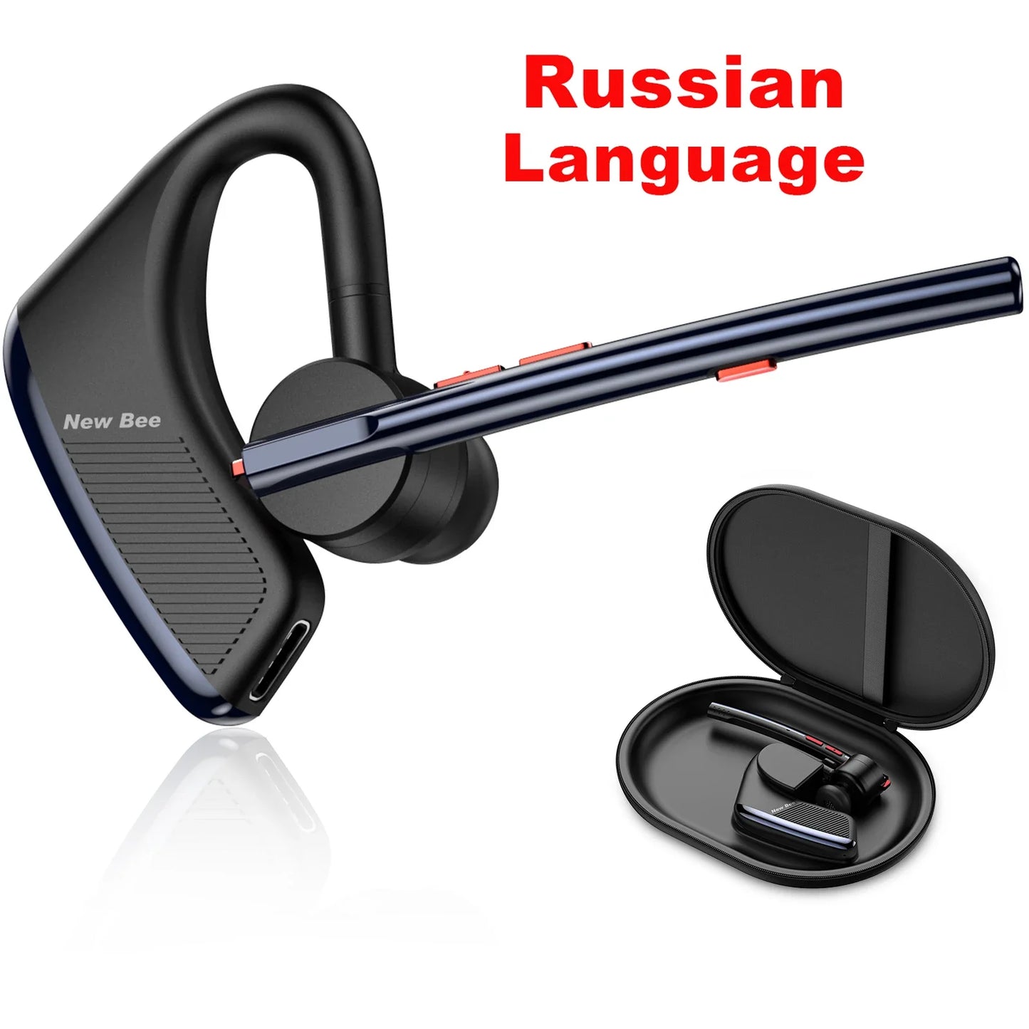 New Bee M50 Bluetooth Headset Wireless Earpiece Earphones 24 Hrs Talk Time V5.2 Headphones with Dual Mic CVC8.0 Handsfree