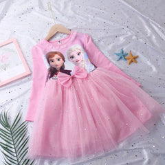 Fall Dresses for Girls Vestidos Frozen Elsa Dresses Birthday Party Long Sleeve Princess