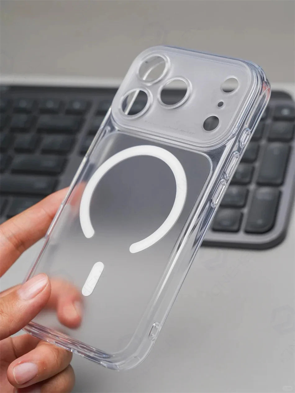 Business Matte Clear Camera Button Magnetic Case For iPhone 17 Pro Max Air 17pro Detachable Lens Shockproof Cover For Magsafe