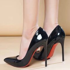 Black Bed High Heels For Women 10cm Stiletto Pointed Toe Pumps