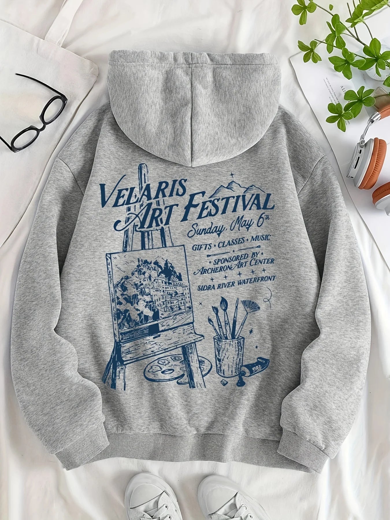 Realistic Scenery Printing Hoodie Women Warm Fleece Hoody Fashion Casual