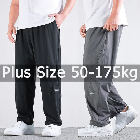 Men's Ice Cool Long Pants Big Size 8XL 9XL 10XL 50-175kg Straight Cut Plus Size