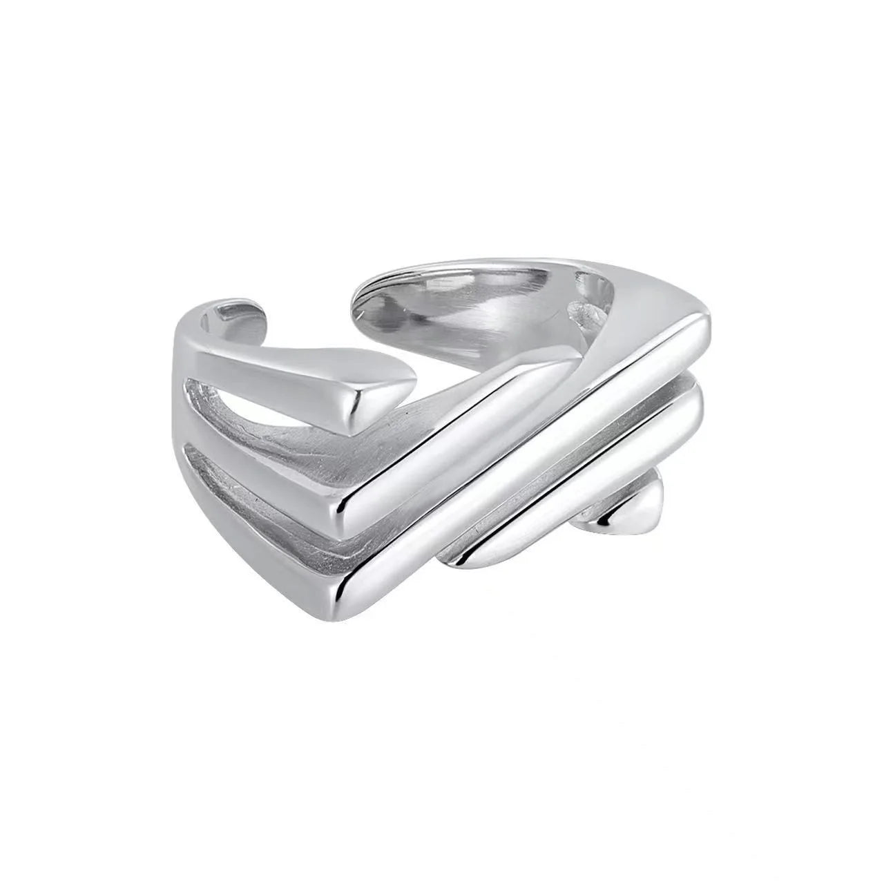 925 Sterling Rings for Women Fashion Geometric Handmade Irregular Strip Ring