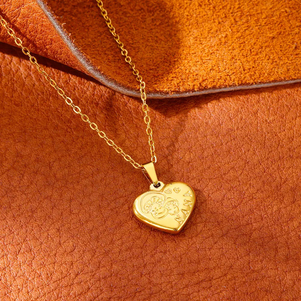 Stainless Steel Love Heart Pendant Necklace For Women Fashion Gold Color Flower Necklace Couple Aesthetic Jewelry Accessories