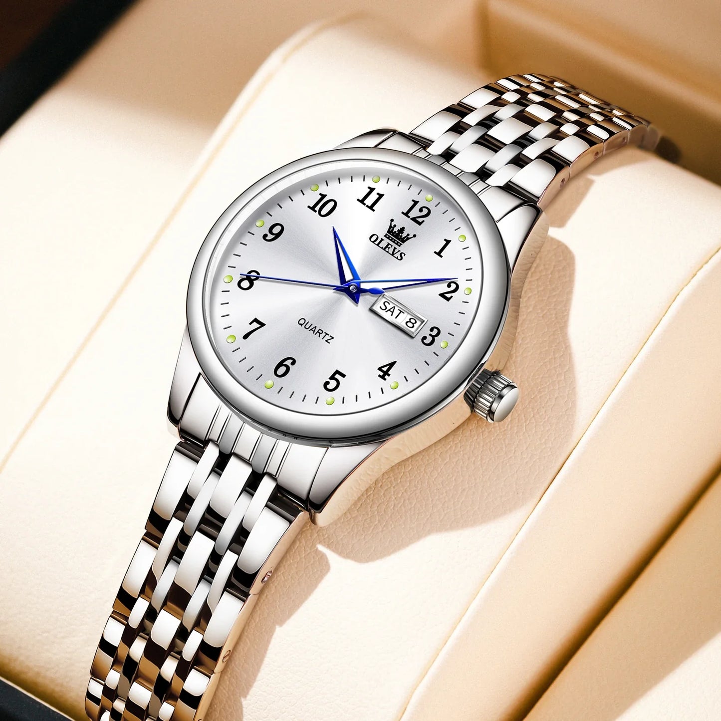 OLEVS Luxury Quartz Watch for Women Elegant Stainless Steel Women's Watches Gifts Waterproof Fashion Trend Simple Ladies Watch