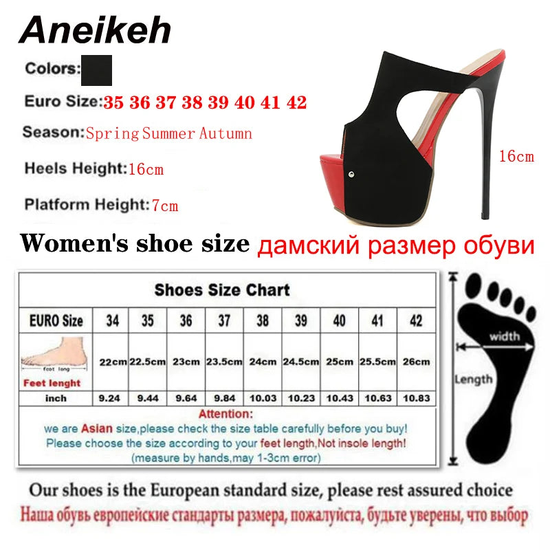 Aneikeh Sexy Platform Mixed Colors Super High Heel Sandals Women's Summer Ladies Nightclub Party Fashion Wedding Shoes Mules