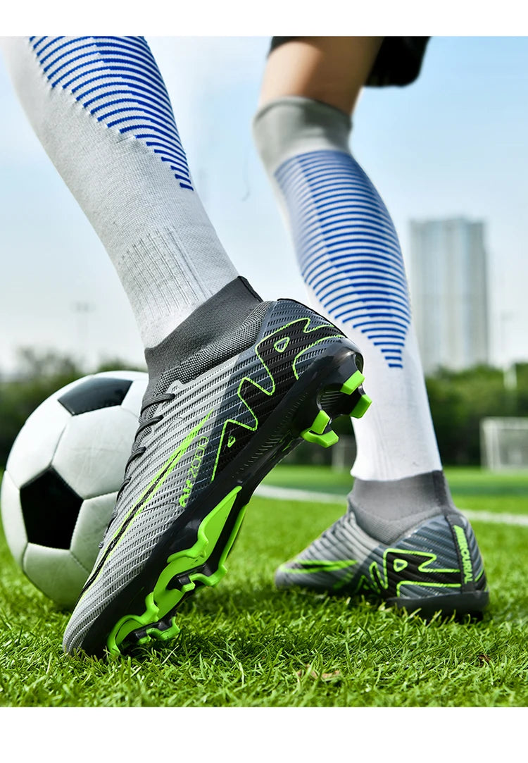 Men Light Soccer Shoes Ankle Football Field Boots Outdoor Non-slip Grass