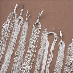 1pcs 925 Sterling Silver 16-30 Inches Rolo Bead Figaro Chain Necklace for Men Women