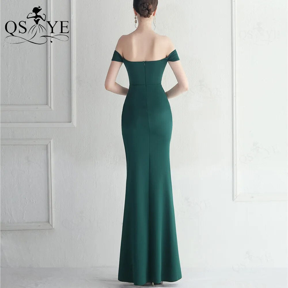 Evening wear Dresses: Prom Dress Ruched Bodice Split Party Gown