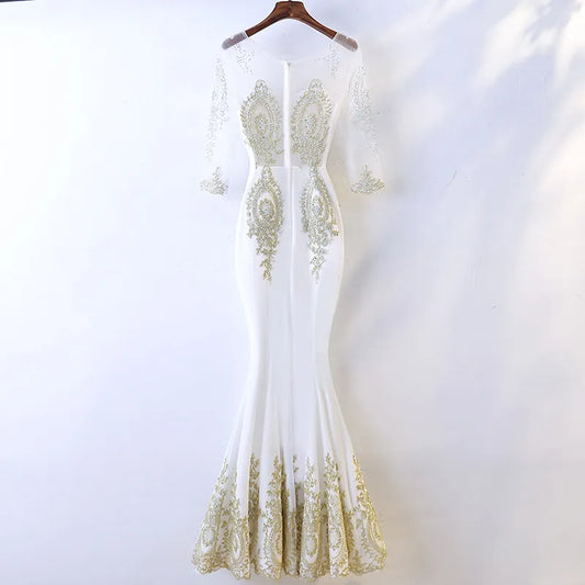 Homecoming Dresses: Evening Dress Half Sleeves Floor-Length Formal Party Gown