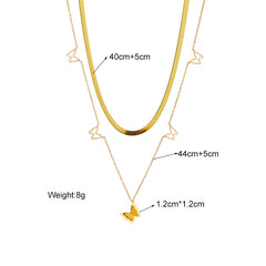 Stainless Steel Geometry Star Moon Butterfly Pendant Multilayer Chain Choker Necklace