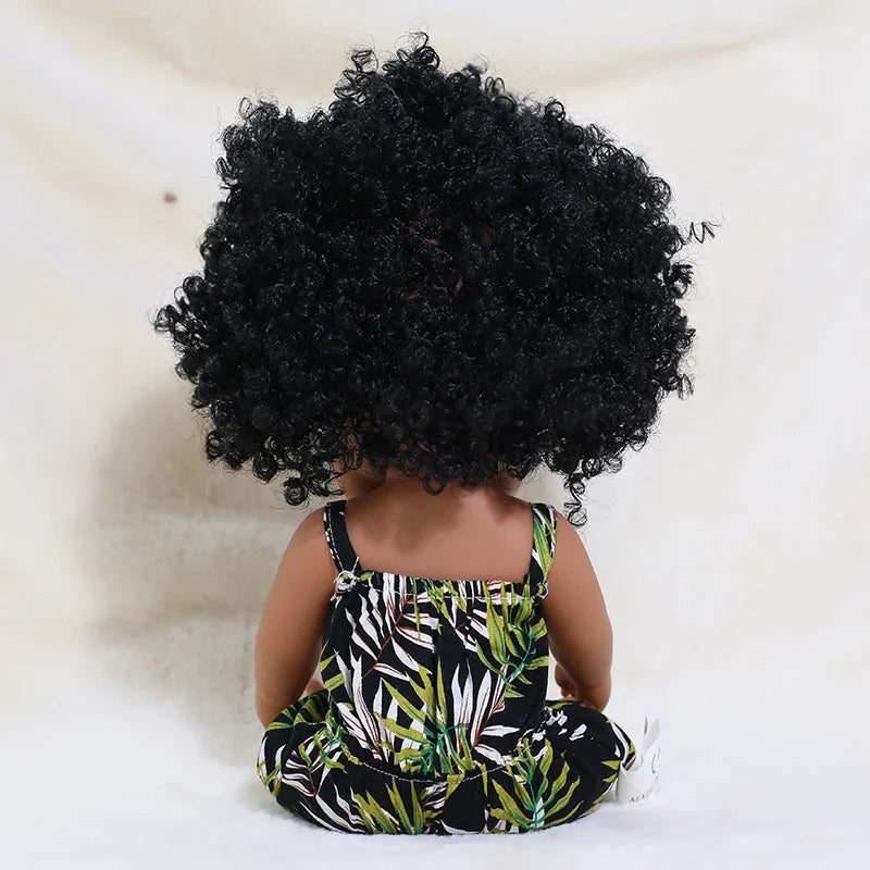 14inch Full Body Vinyl Bebe Reborn Dolls Soft Lifelike Baby Toys American Reborn Black Baby Doll Vinyl Baby Doll Toys Girls Boys