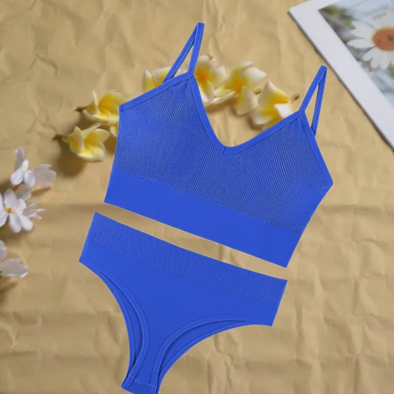 Women's Seamless  Underwear Set Bra And Thongs Lingerie Low Waist Panties