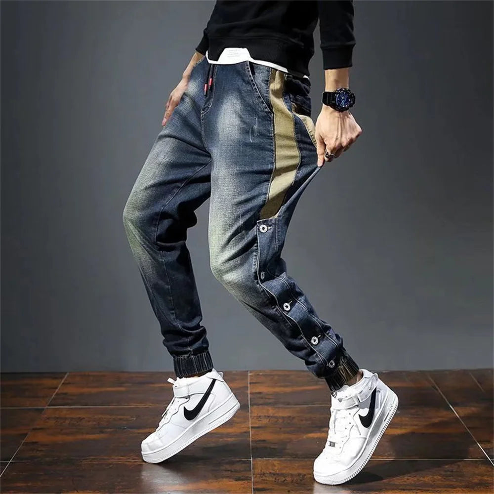 Mens Jeans Harem Pants Fashion Pockets Desinger Loose fit Baggy Moto Jeans Men