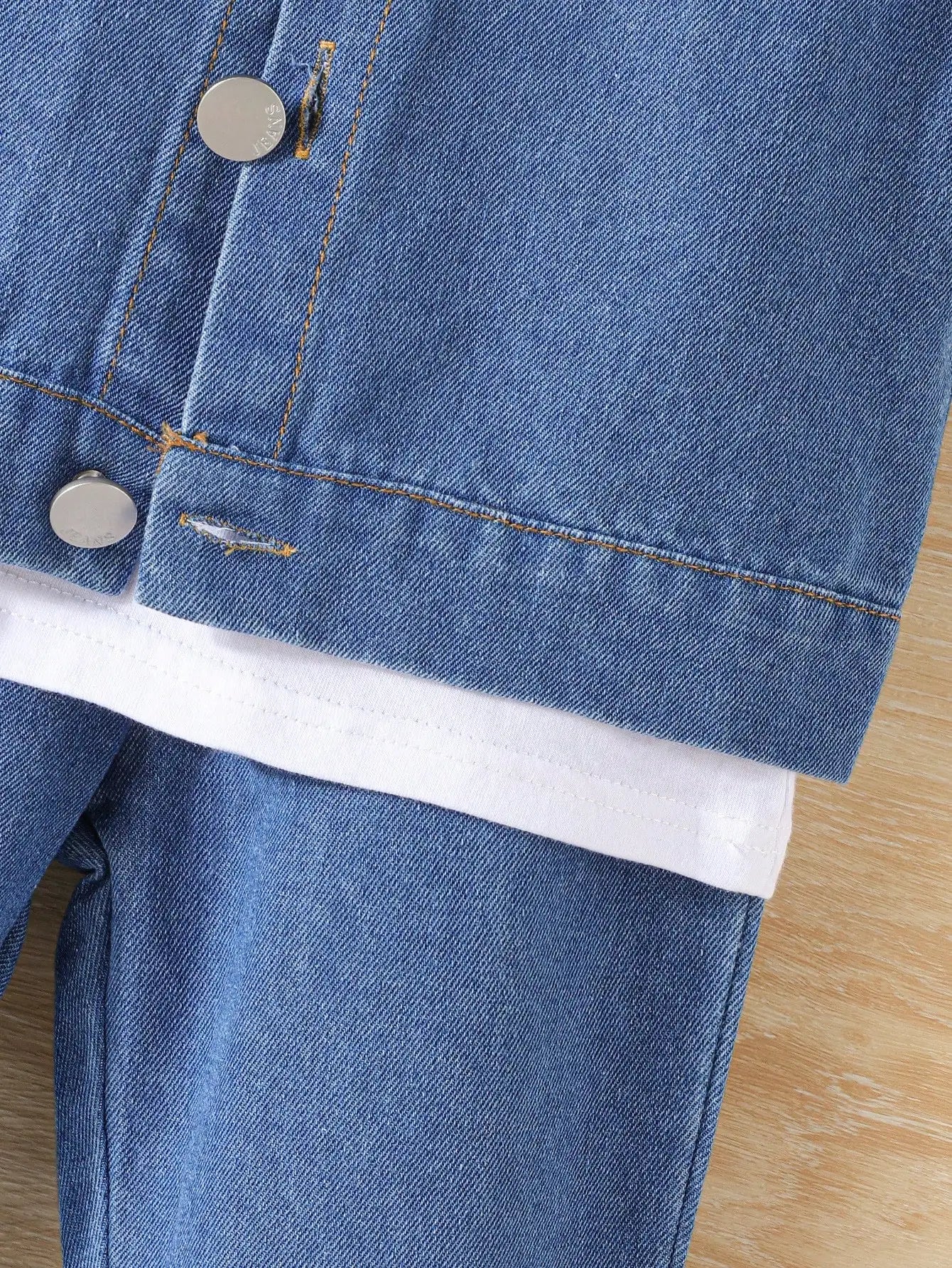 3-Piece Spring/Summer New Boy Leisure Outdoor Retro Fashion Girl Comfort Travel Vacation White Short-Sleeved Denim Vest Pants