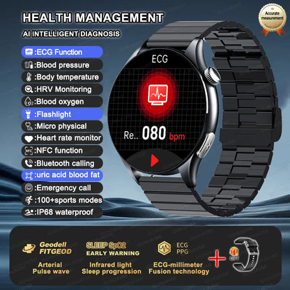 2025 New ECG+PPG Health Diagnosis Smartwatches Men Women Clock Uric Acid Lipid BP Heart rate Tracker NFC Sports Smart Watch IOS
