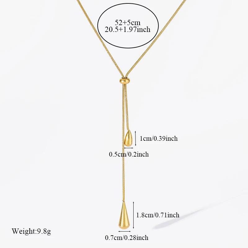 316L Stainless Steel Water Drop Pendant Necklace For Women Trendy