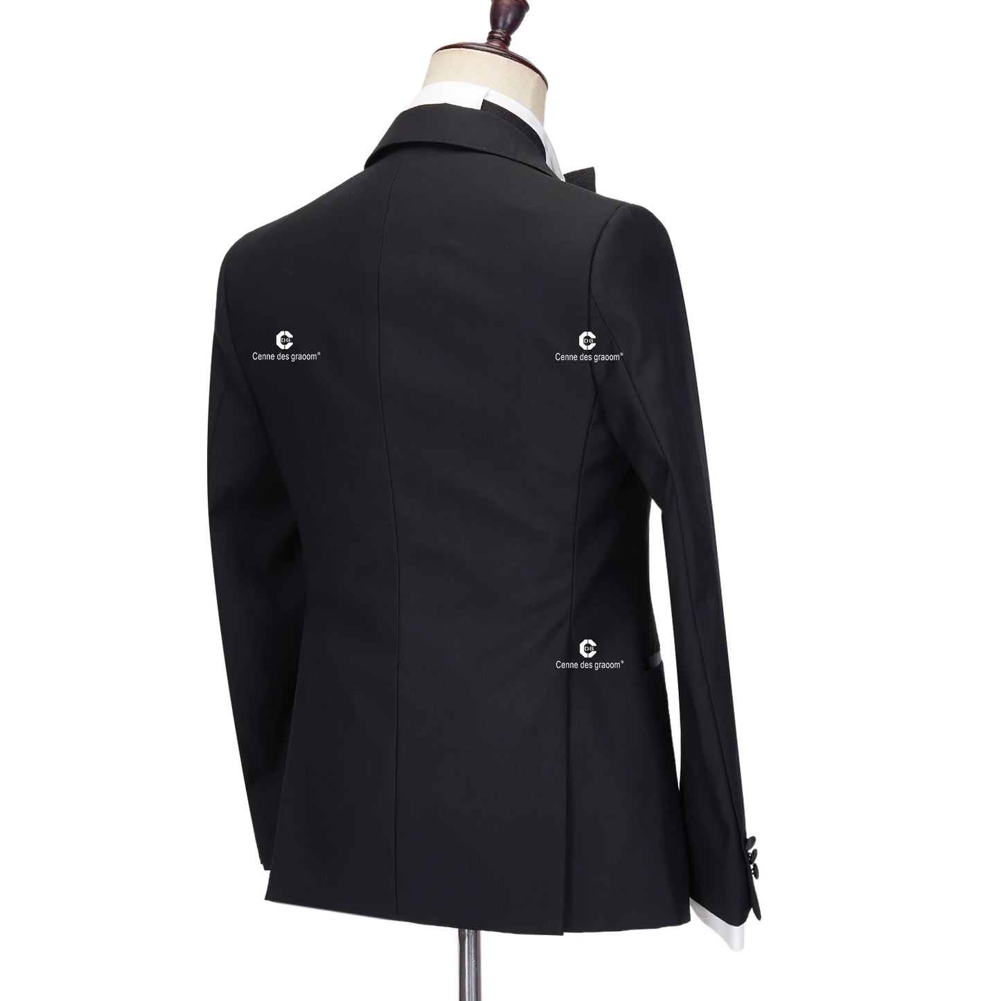 Tuxedo for Mens: Men's 2 Piece Suit Black Satin Peak Lapel Slim Fit Elegant Tuxedo