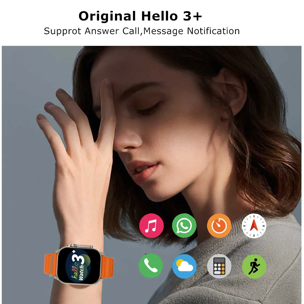 Original Smart Watch Hello 3 Plus Ultra Amoled 49mm 4GB/ROM Whatsapp Reminder Remote Music Voice Assistant Compass Smartwatch
