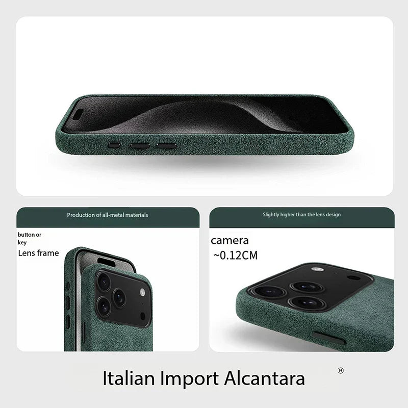 Real Italy Alcantara Magsafe Case for iPhone 17 Pro Max Air Premium Magnetic Cover Leather Cases for iPhone 16 17 Pro Max
