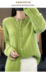 Wool Cardigan Womens Clothing O-neck Sweater Mujer Long Sleeve Tops Knitwears