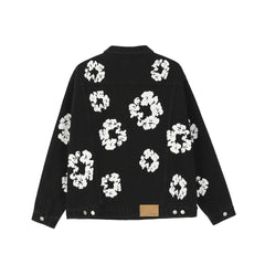 High Street Men's Denim Jacke Kapok Print Graffiti Loose Jeans Coat