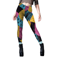 Halloween Cosplay Women Irregular Printing High Waist Seamless Legging Nightmare