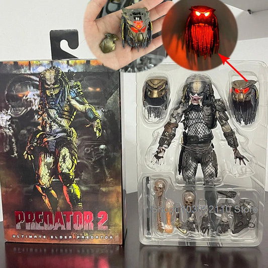 NECA Elder Predator Figure With LED Predator VS Alien Edition Predator Alien Hunter Action Figure Model Collectible Gifts