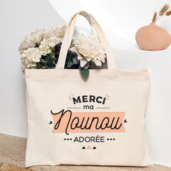 Merci Nounou French Printed Women Shoulder Bag Canvas Tote Bag Female