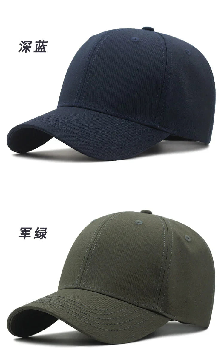Hard Cotton Big Size Baseball Hat Woman Solid Color Sun Cap Hiphop Man Plus Size