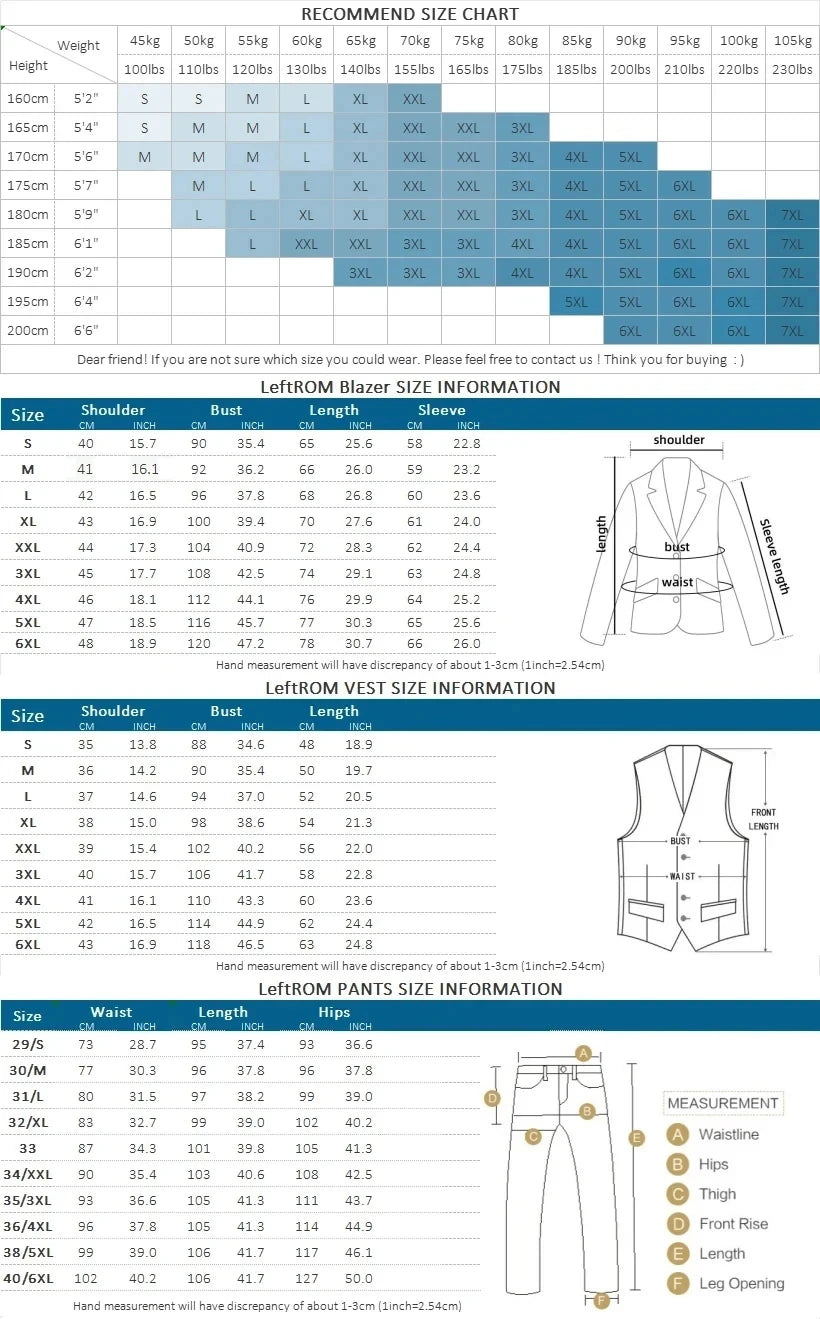 Men's Fashion Business Fit Wedding Professional Casual Single Breasted Gentleman