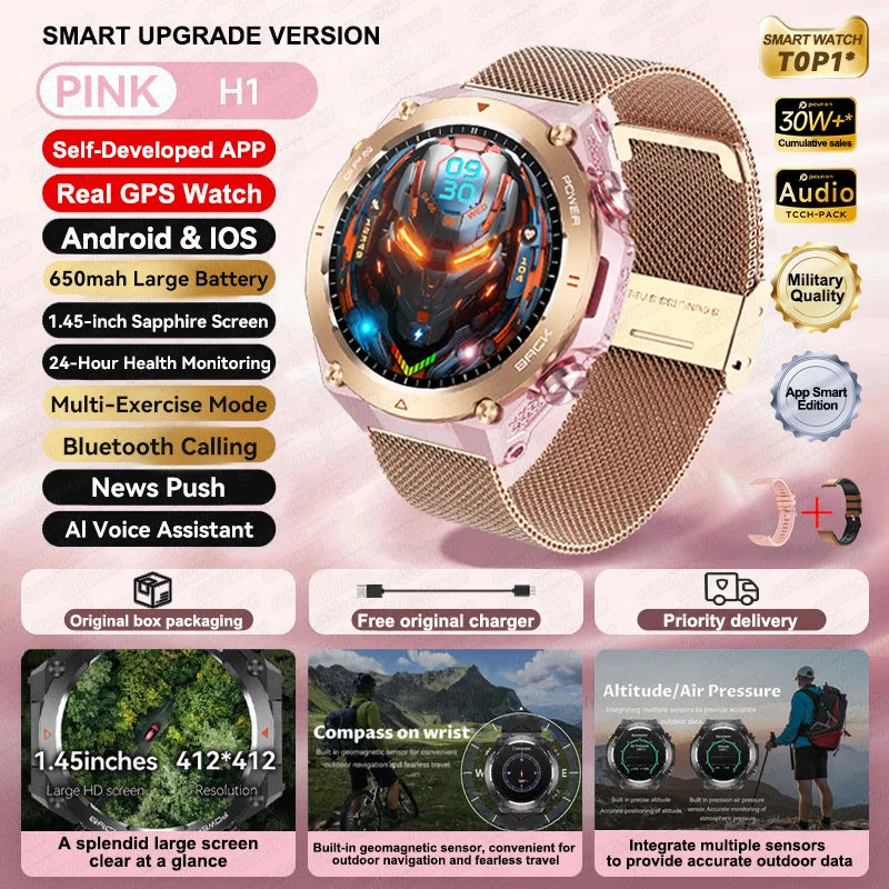 Xiaomi GPS Sports Smart Watch Men Waterproof Fitness Tracker Bluetooth call