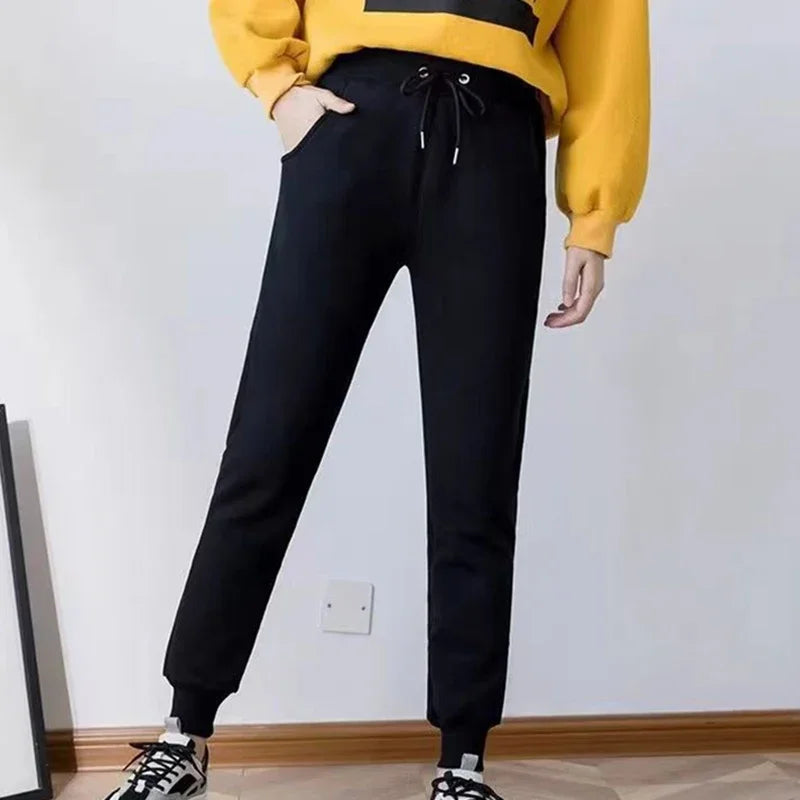 Winter Thicken Plush Pants for Women Casual Solid Color Warm Sweatpants