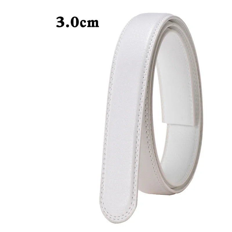 Men Women 2.4 2.8 3.0 3.5 cm Wide Belt No Buckle for Automatic Buckle High Quality PU Leather Belts Body Straps without Buckle