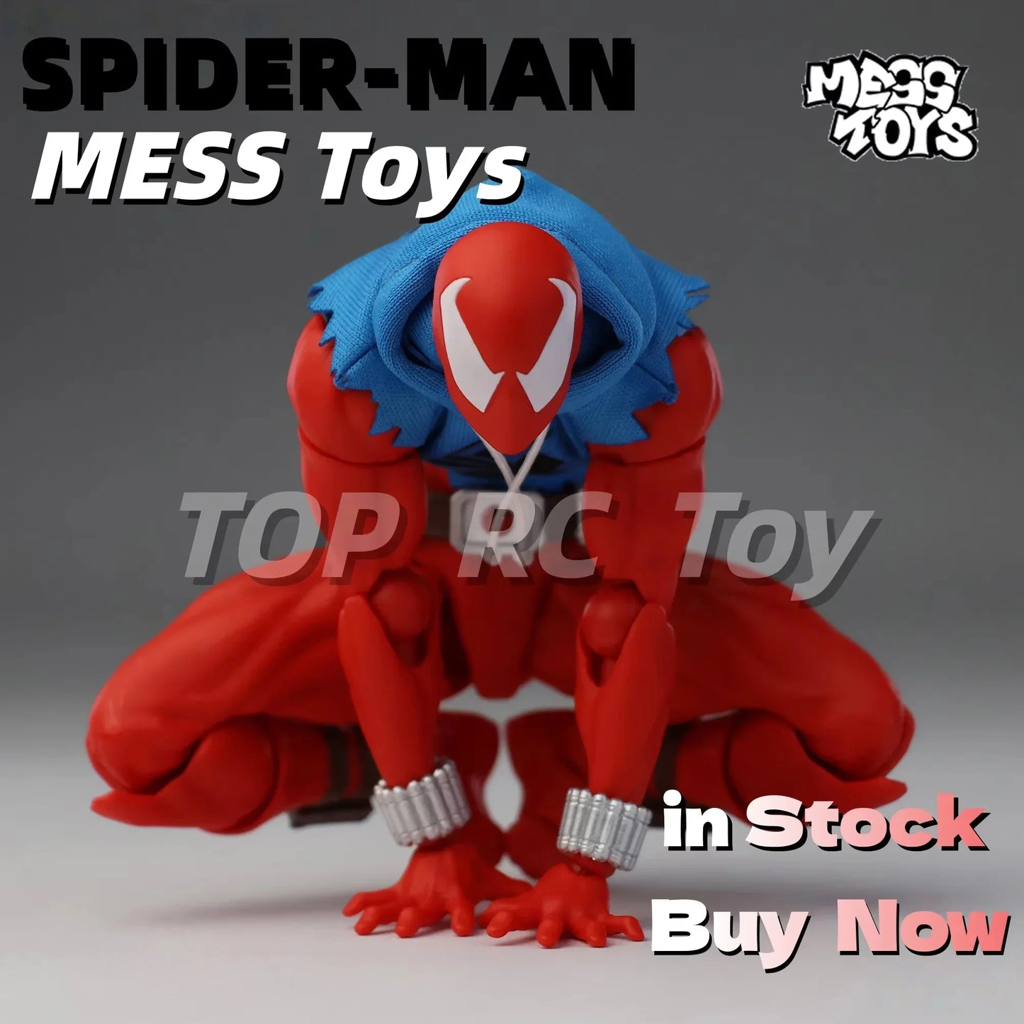 MESS Toys Scarlet Spider Man Action Figure Genuine Anime Handmade Collectible Ornament Toy For Kids And Anime Fans Holiday Gift