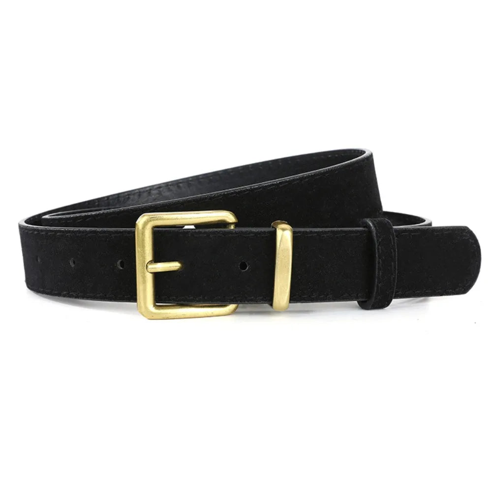 Women Suede Leather Belt Casual Versatile Business Waist Strap Belt Trendy Luxury Design Pin Buckle Waistbands